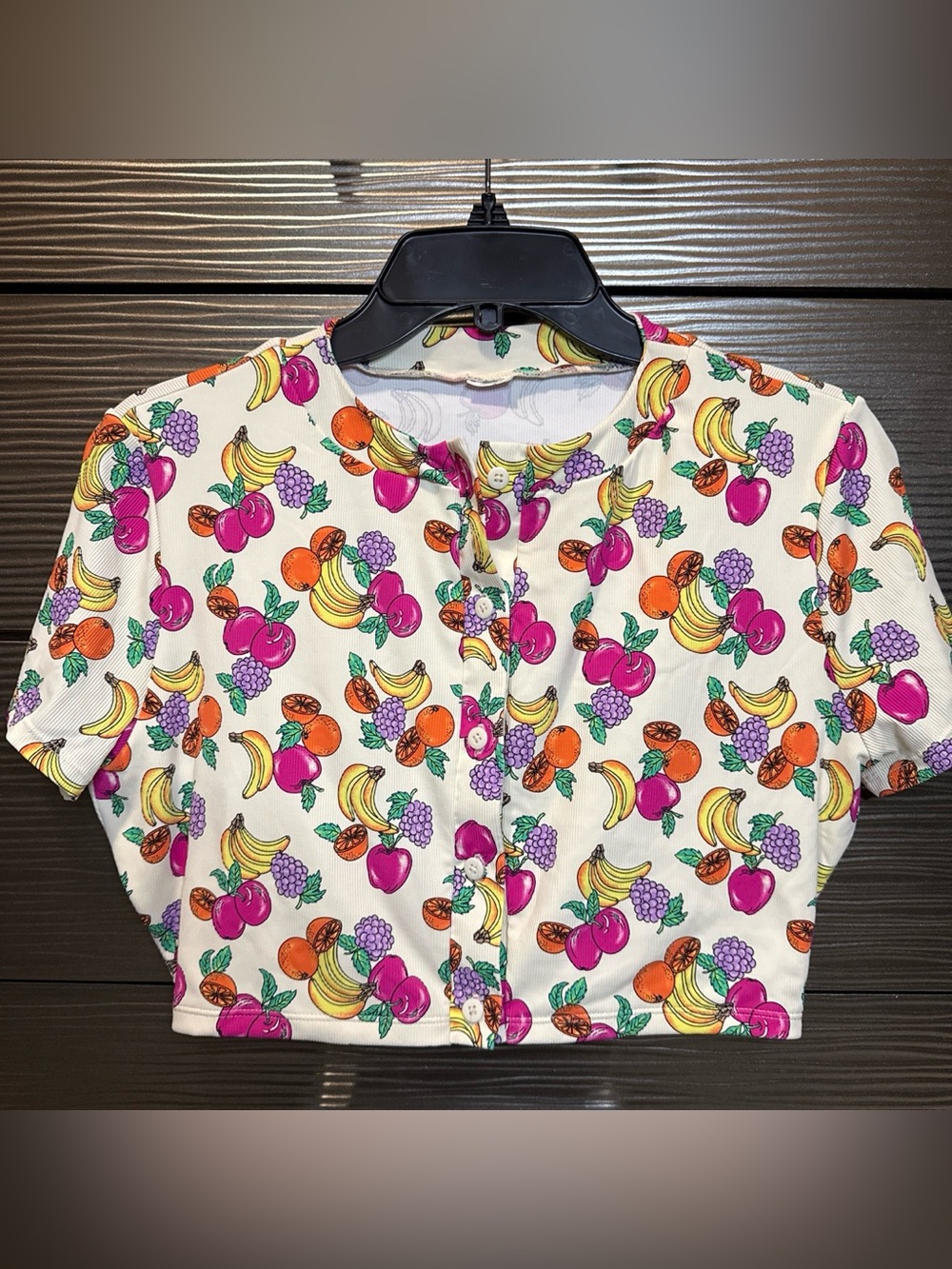 Forever 21 Fruity Swim Buttoned Crop Top